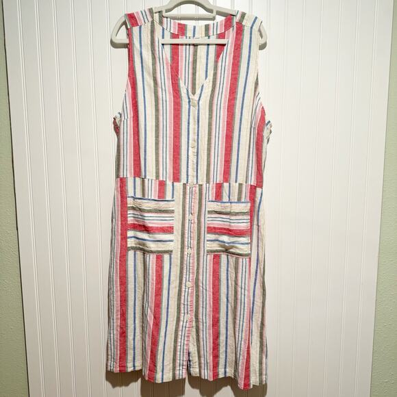 Old Navy Striped Linen Blend Dress Sleeveless Size XL - Picture 2 of 7